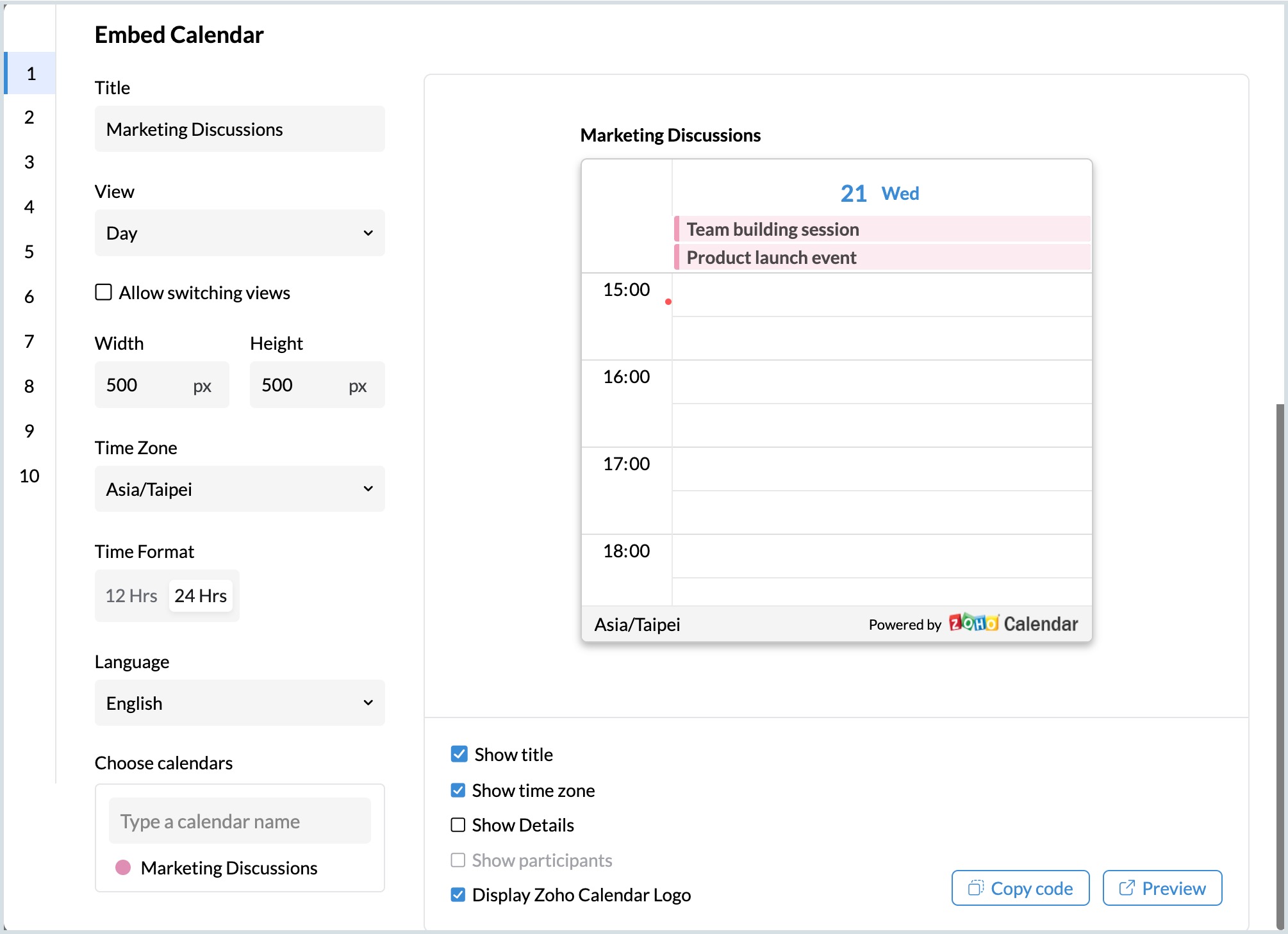 Embed Calendars Zoho Calendar