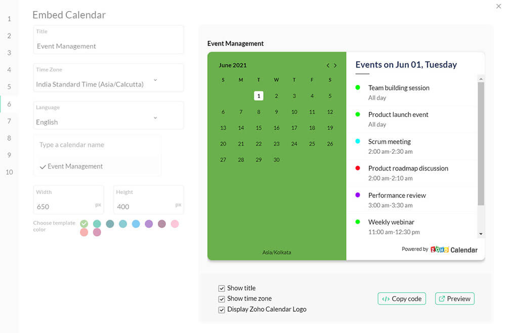 Share and Embed Calendars Zoho Calendar