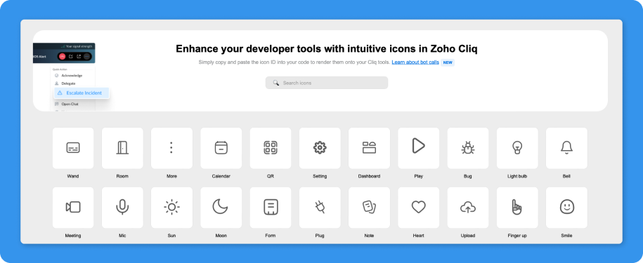 Icons in Cliq for Developer tools