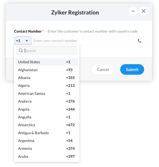 Phone number with Country code in Zoho Cliq Forms