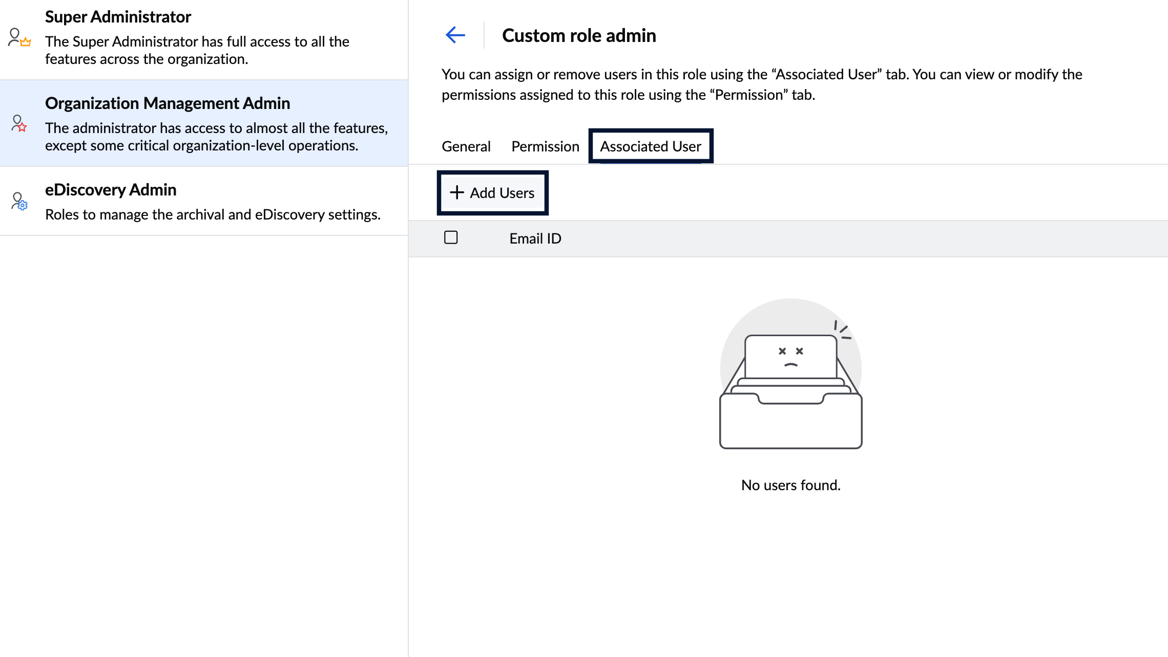 Associate Custom Role to a User