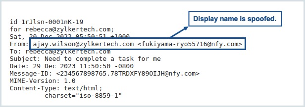 Identifying a spoofed email