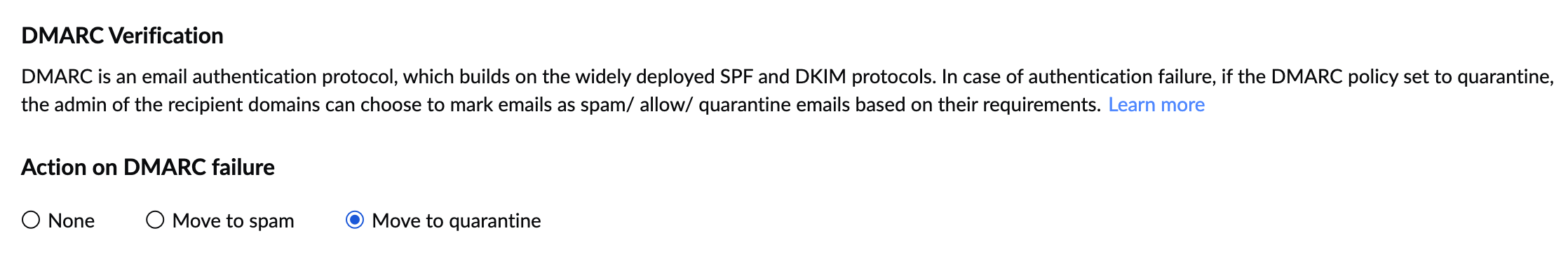 DMARC Verification Settings