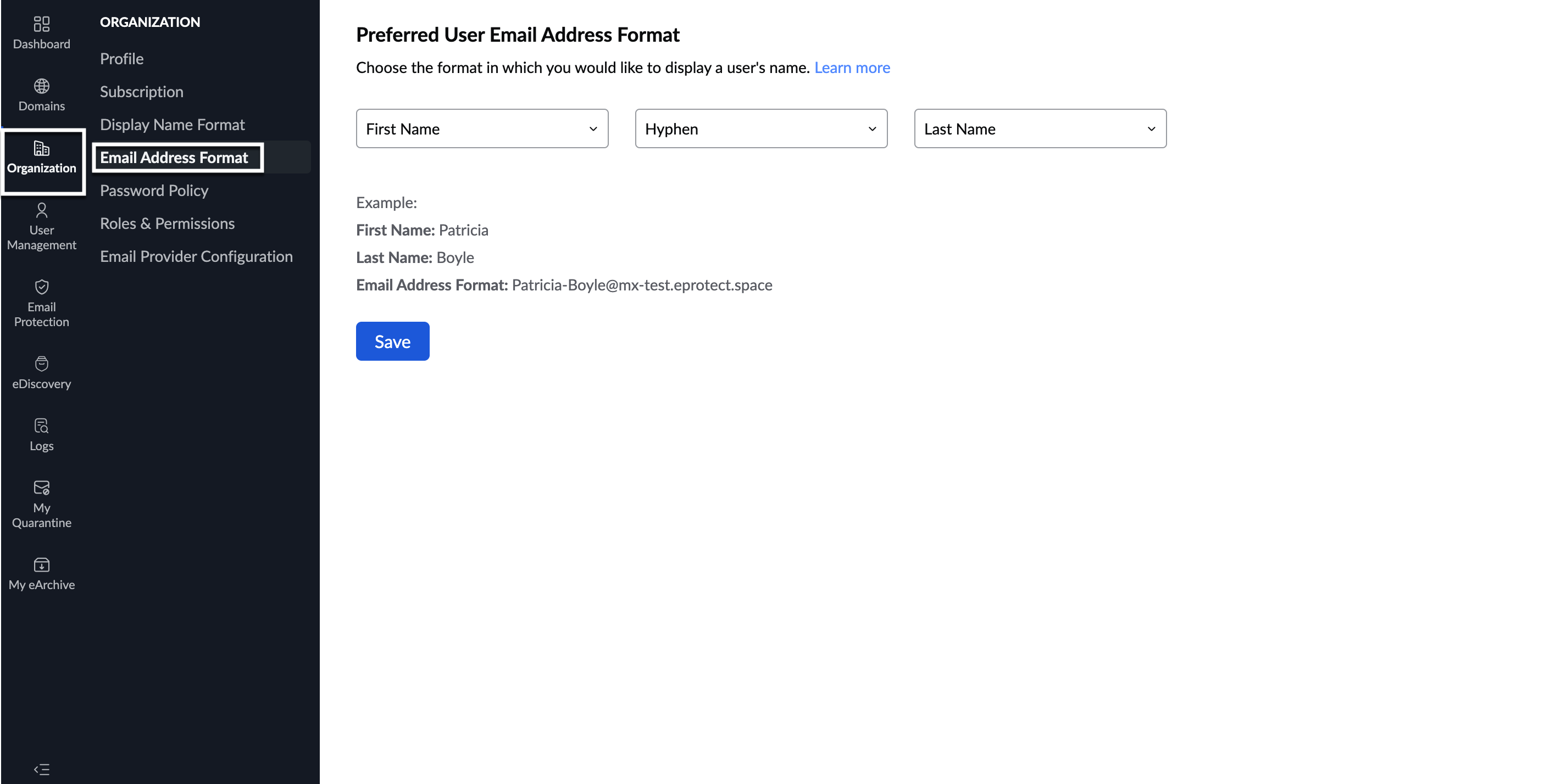 Set Email Address Format