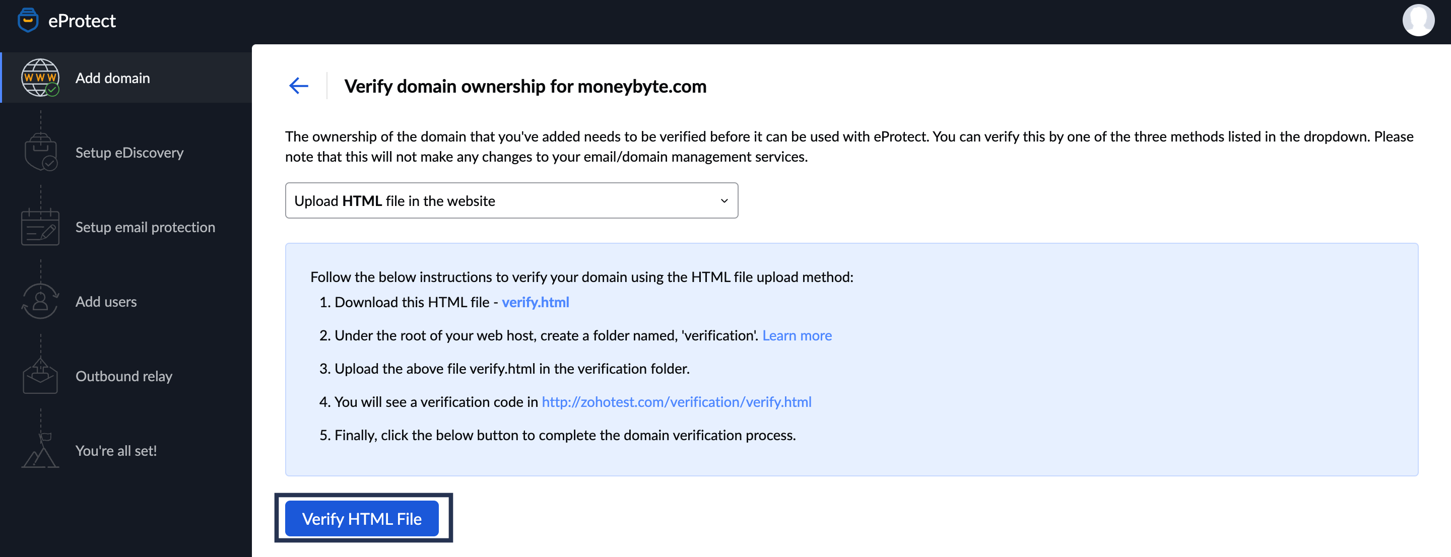 HTML method verification