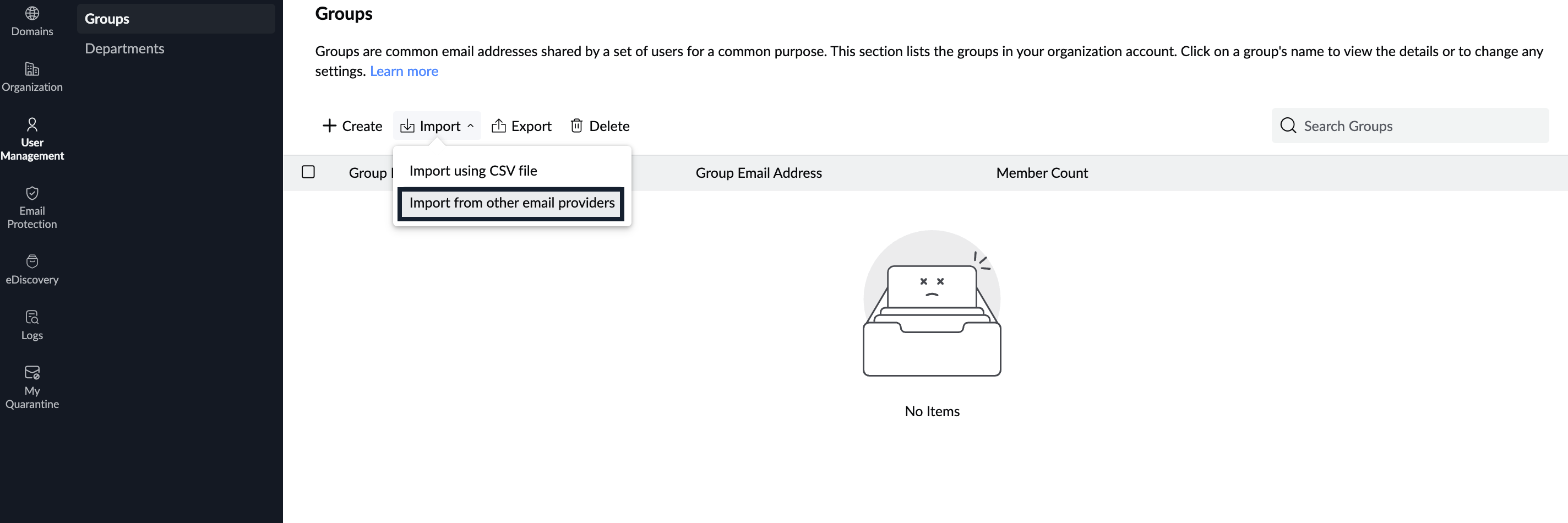 Import Groups from other Zoho Services