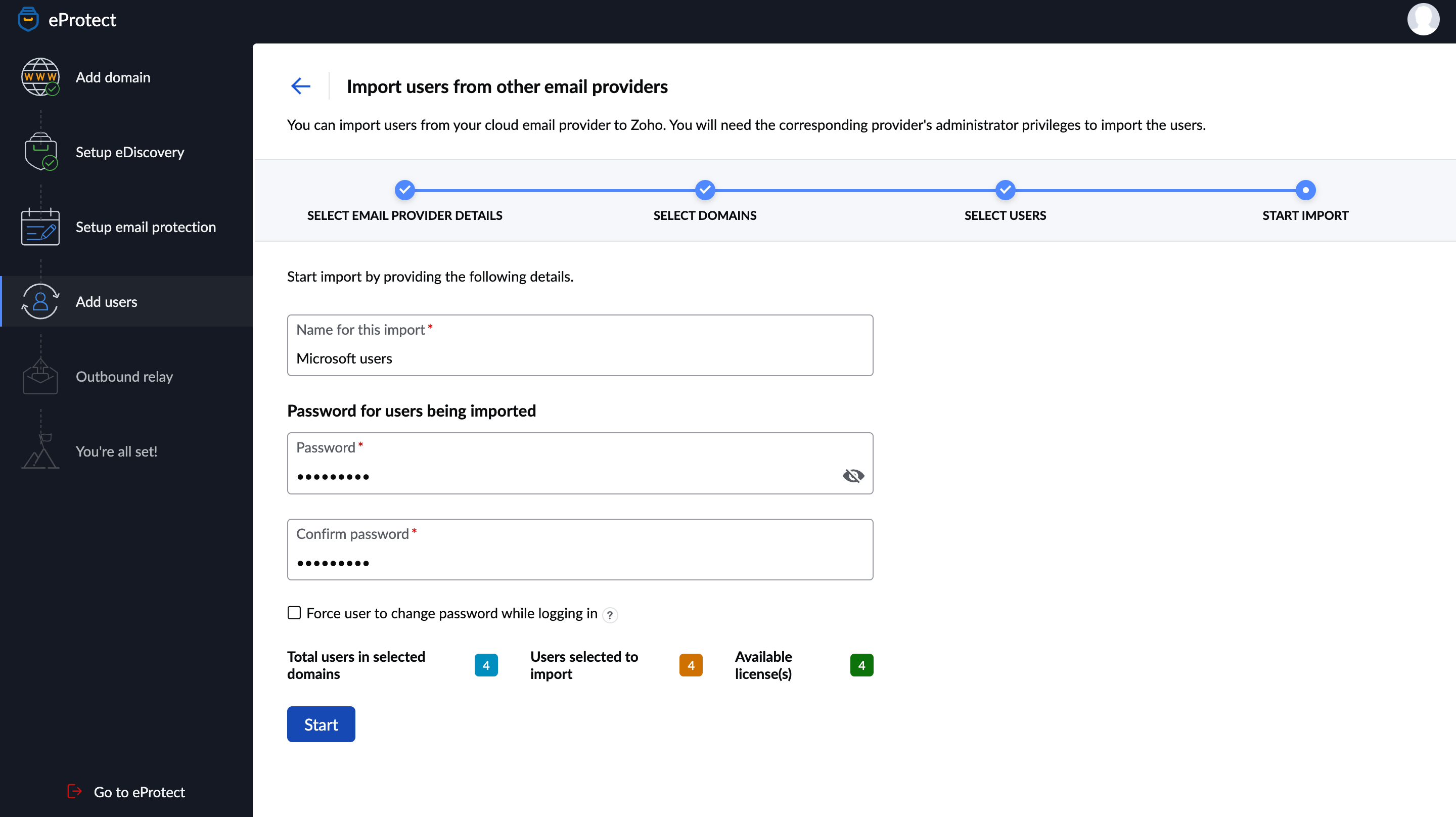 Start User Import