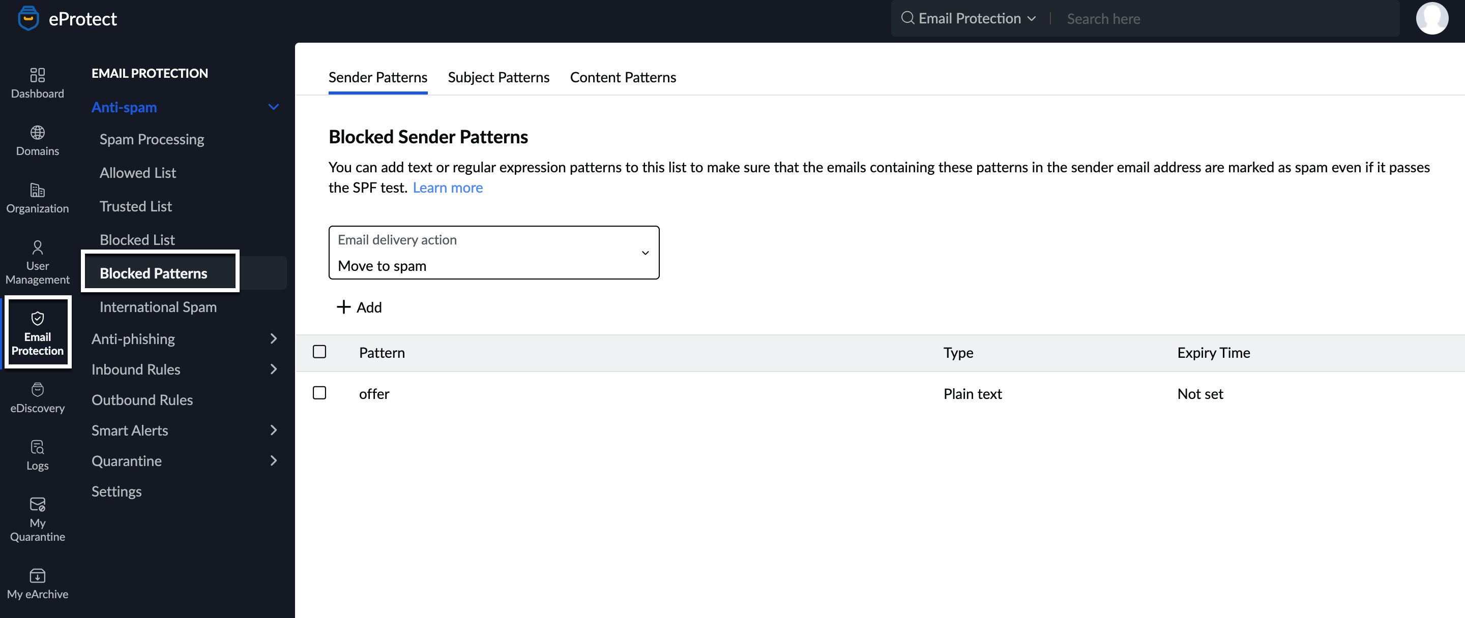 Blocked Sender Patterns