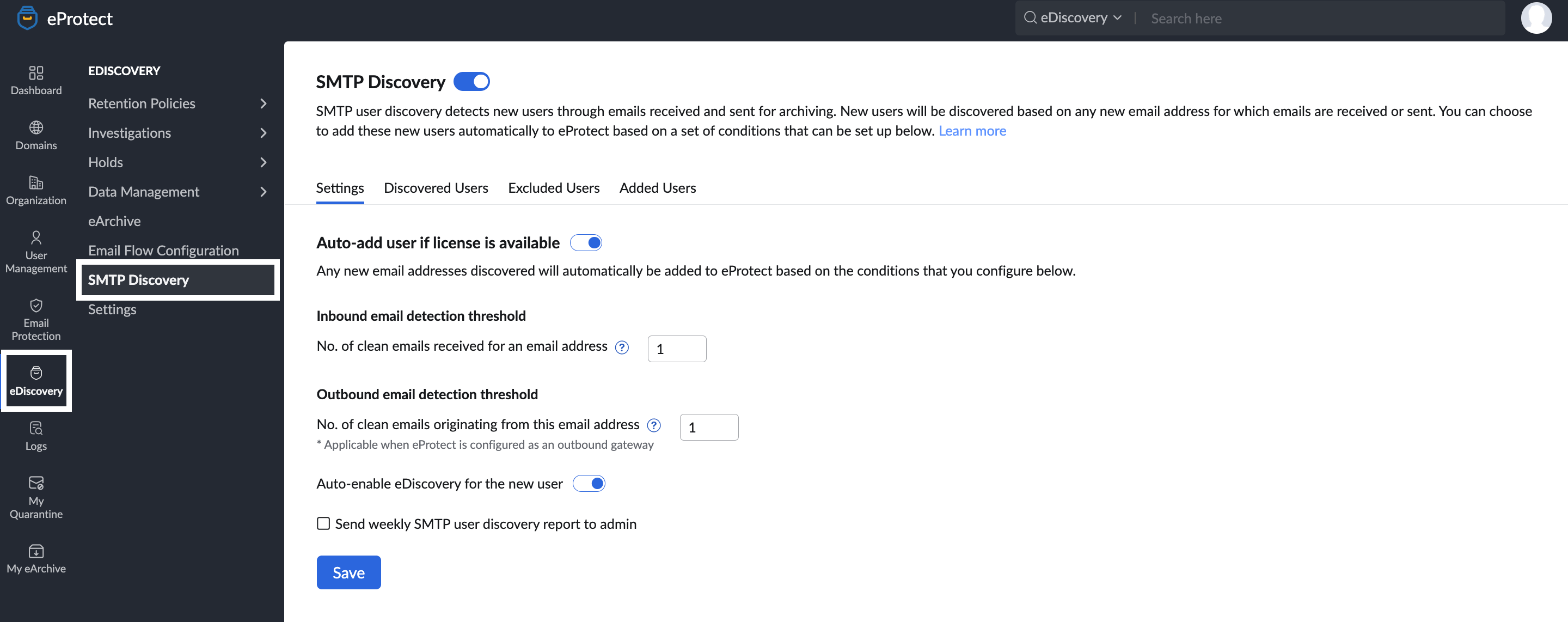 Enable SMTP Discovery