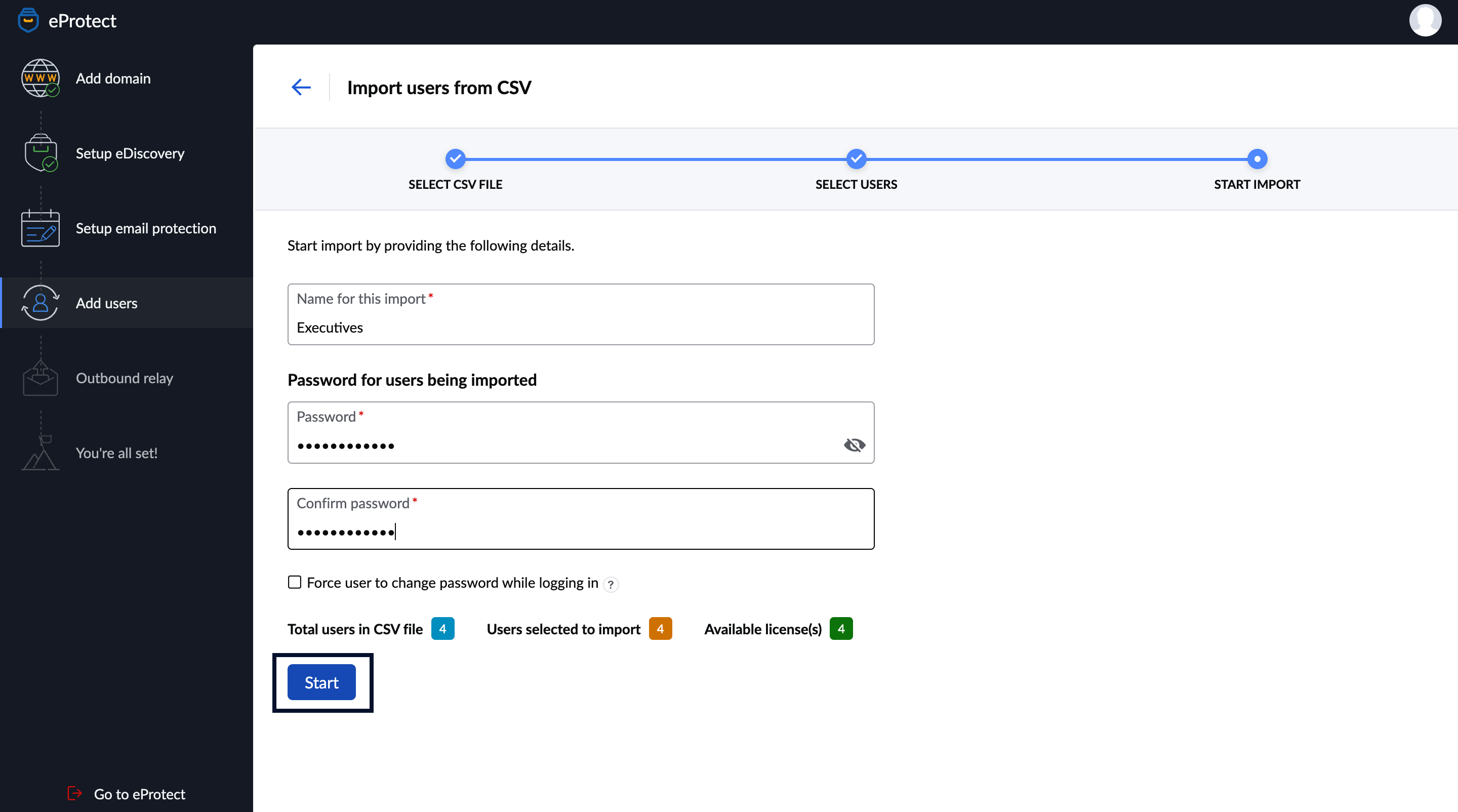 Start Use Import