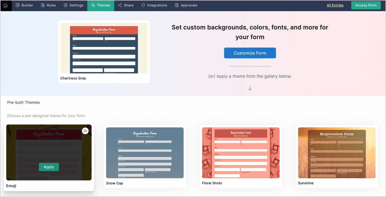 Customize the form