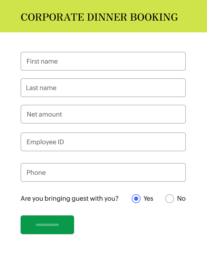 Online forms for restaurants