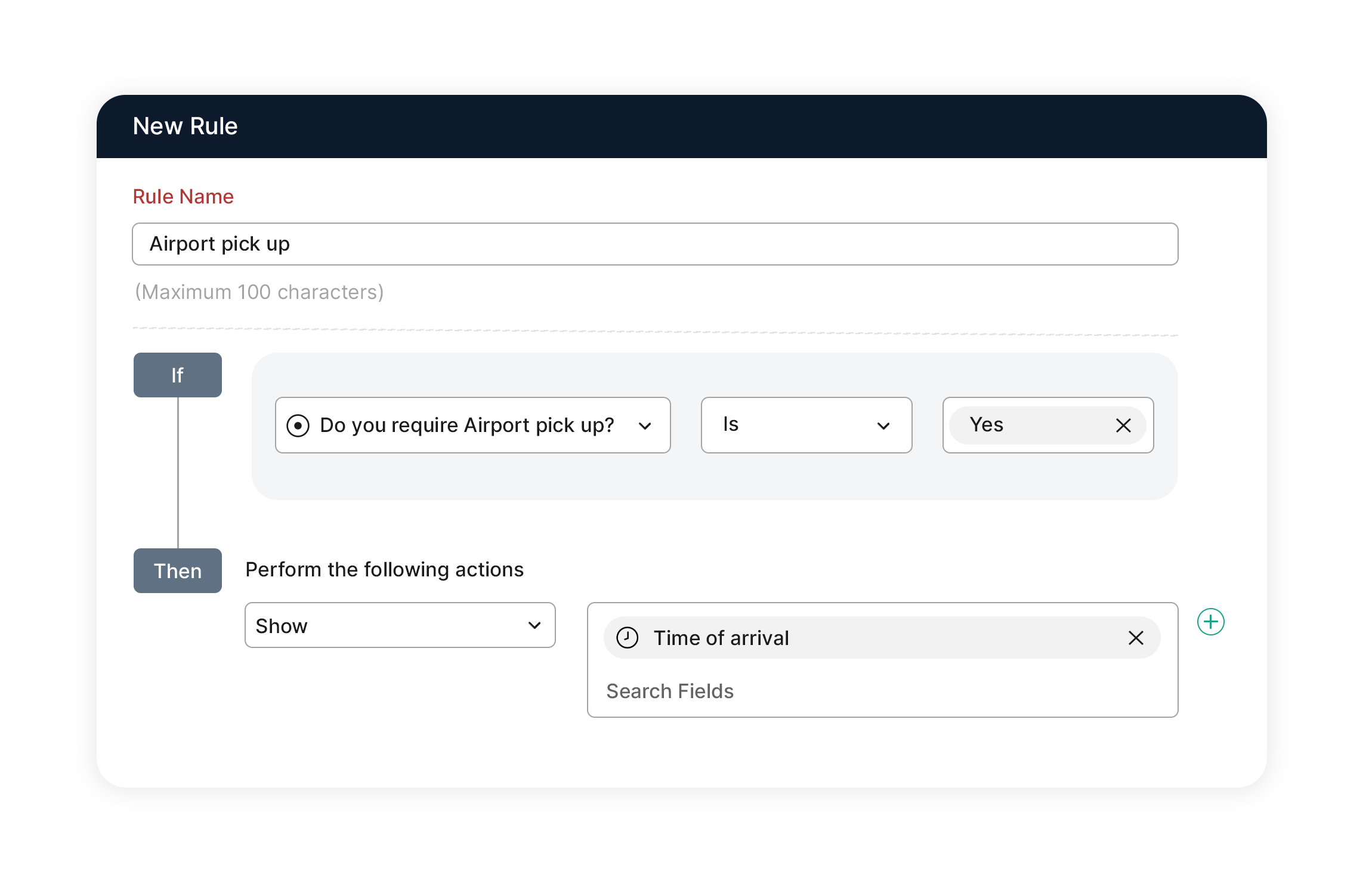 Configure rules for an intuitive form