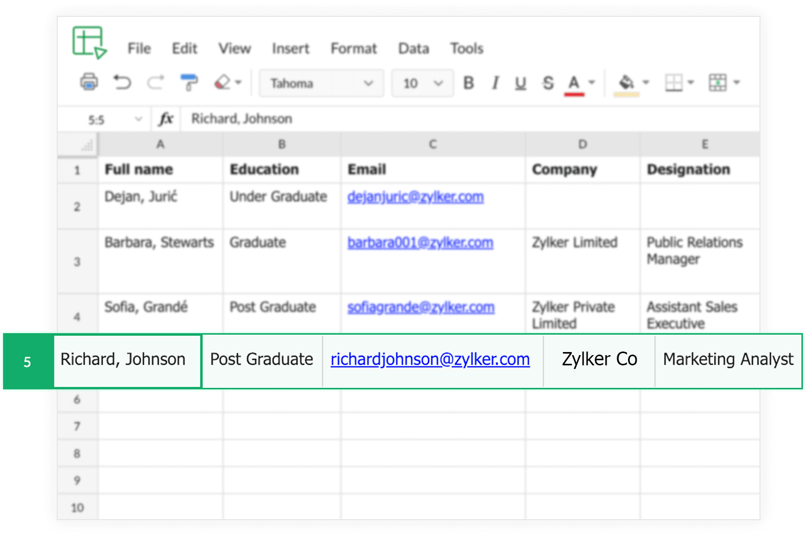 Zoho Forms Integration with Zoho Sheets 