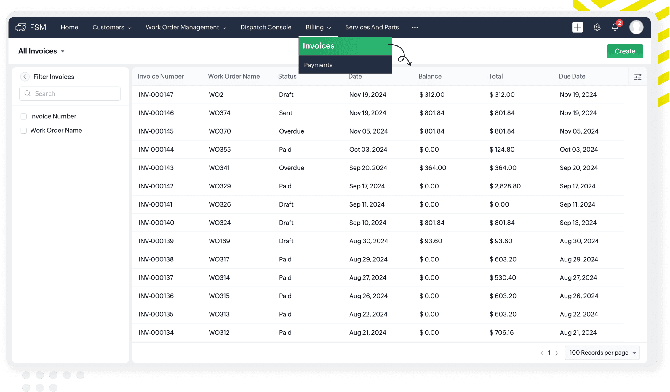 Zoho FSM | Simplify invoicing and payments