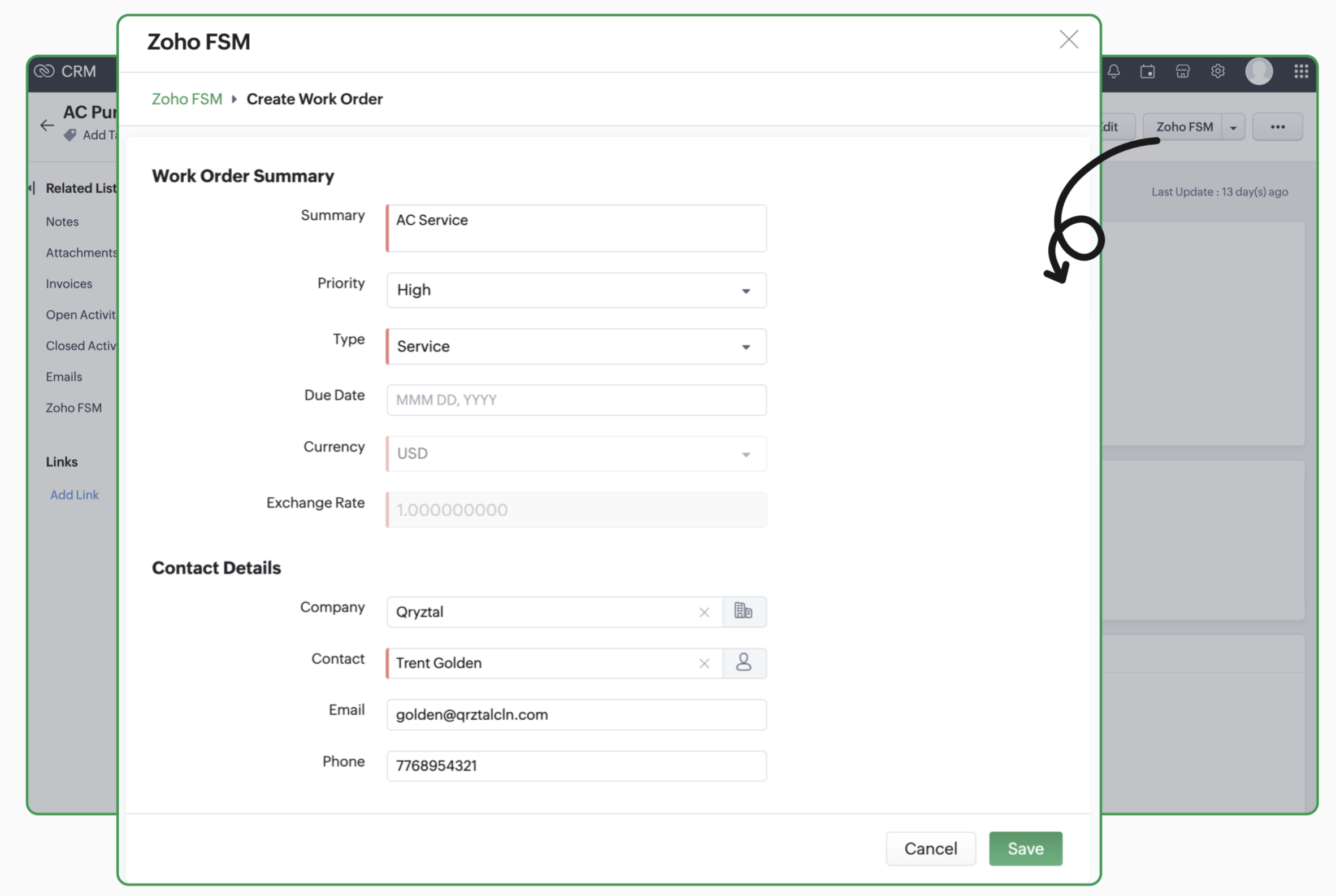 Access service information contextually in Zoho Desk