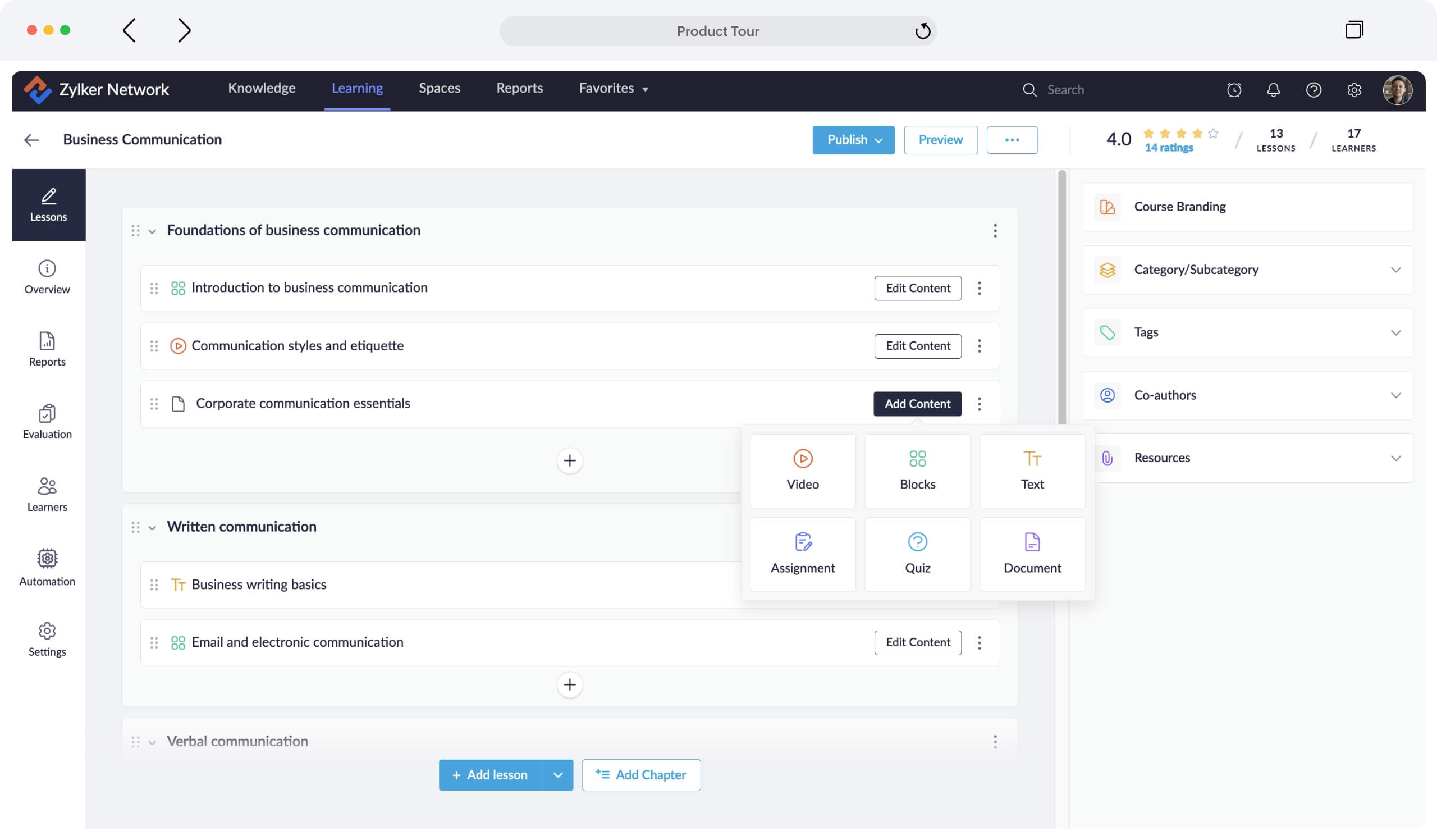zoho Learn