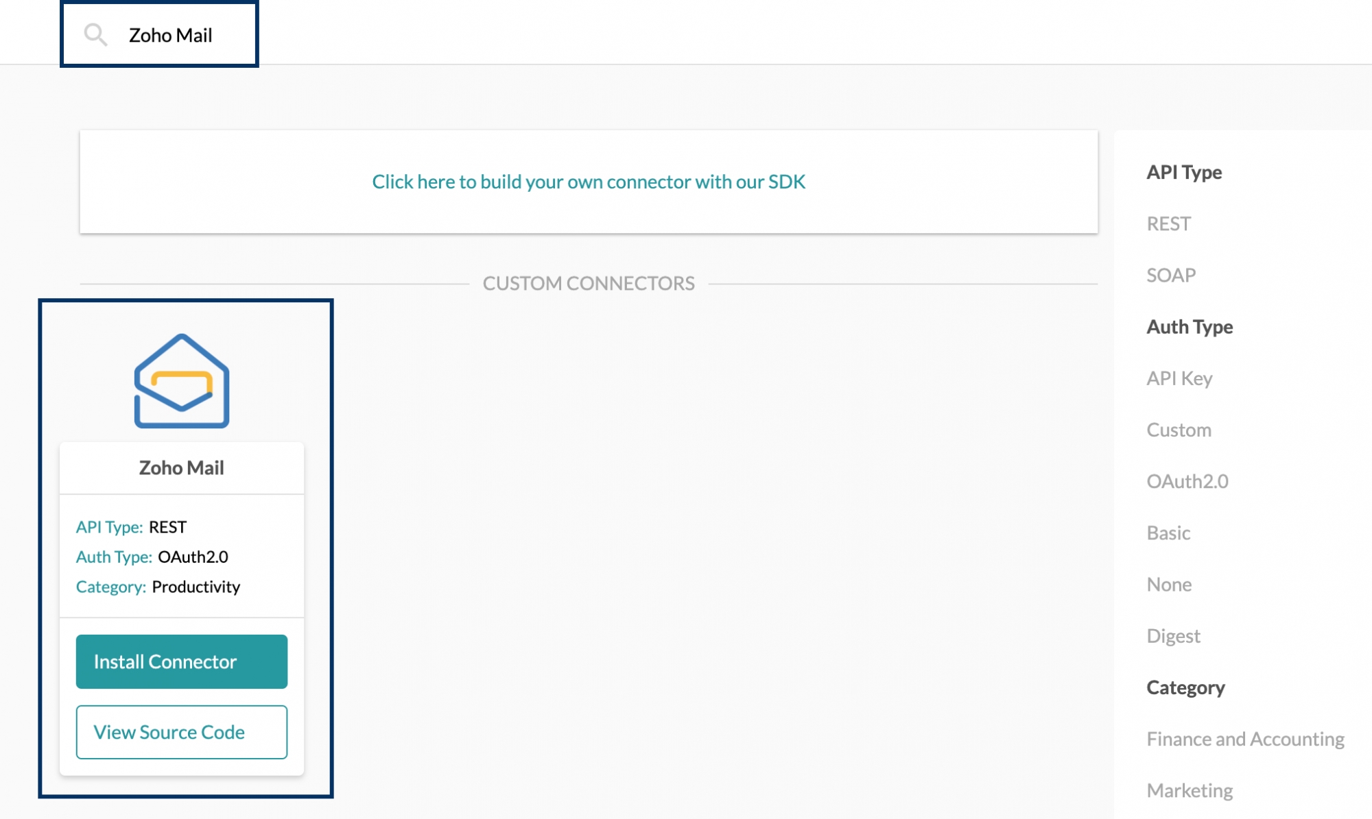 Installing Zoho Mail connector on Workato