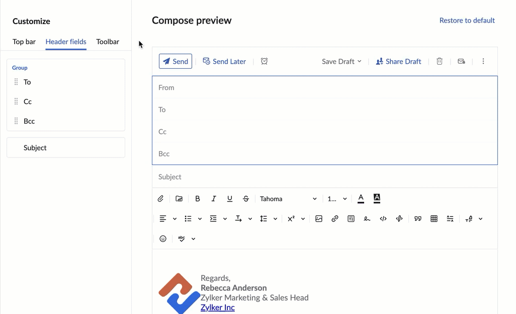 Message view customization and compact compose in Ymail Plus