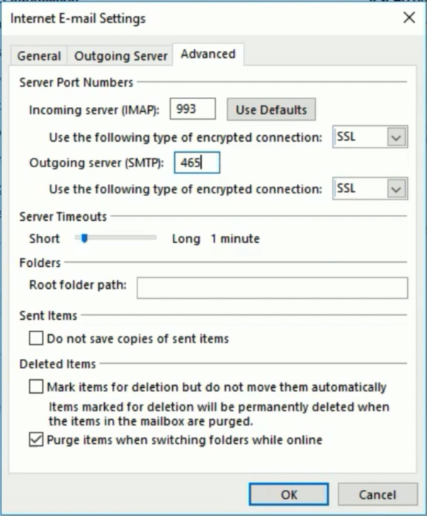 Configure in Outlook for Windows - IMAP