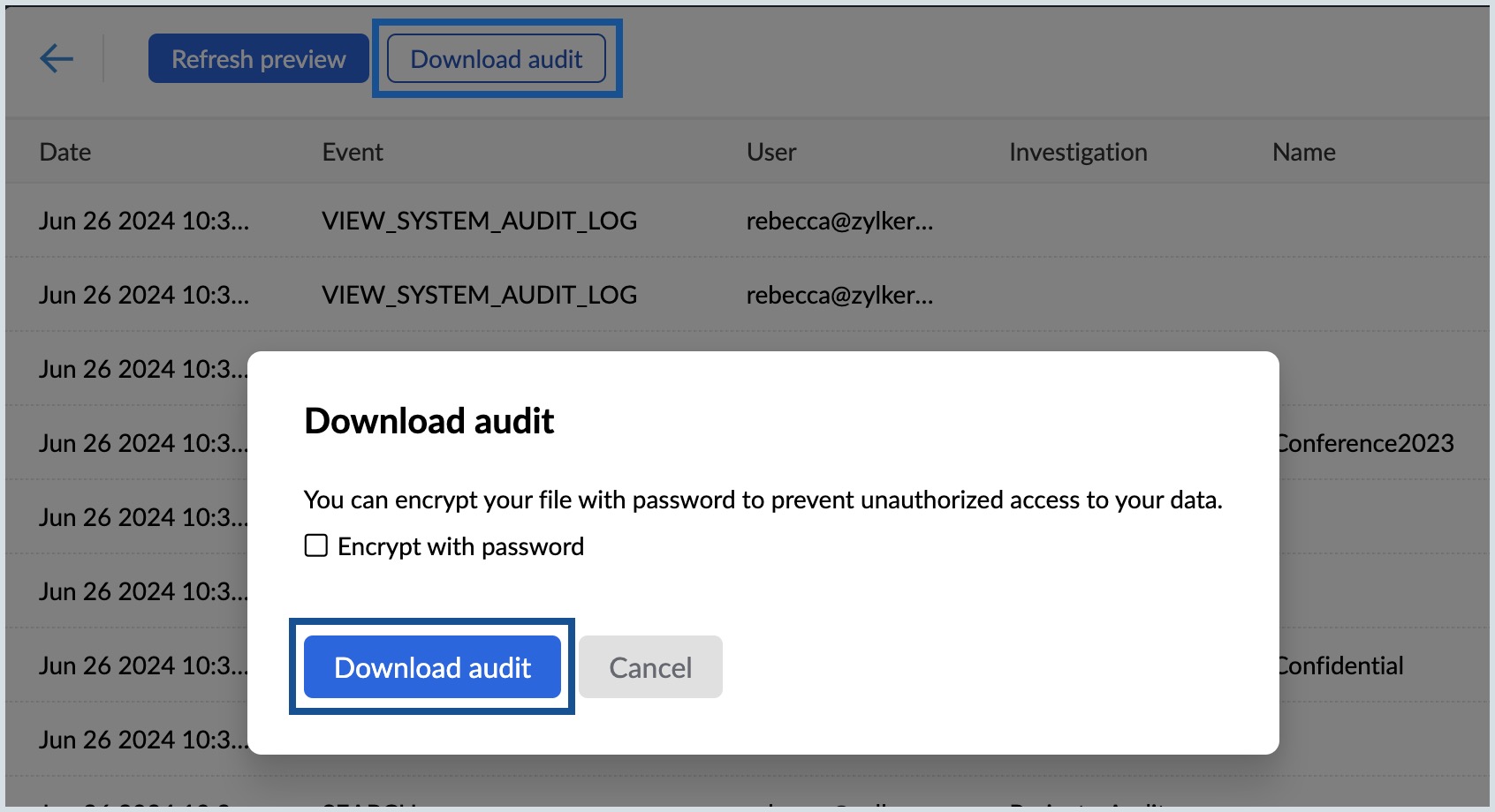 download cliq audit logs