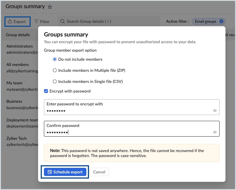 group summary export