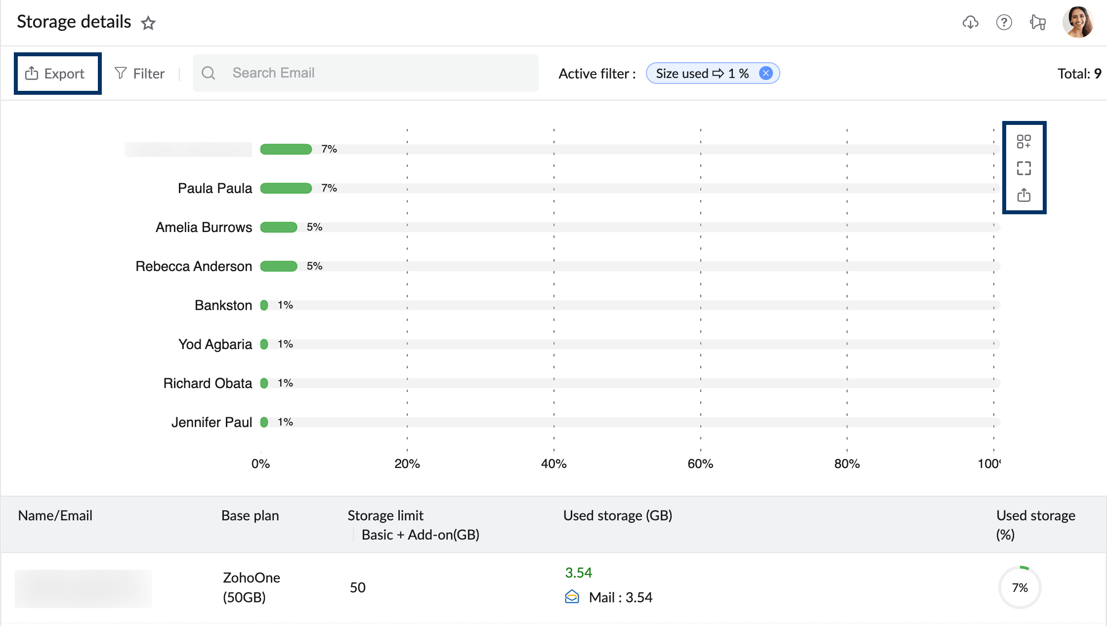 export storage report