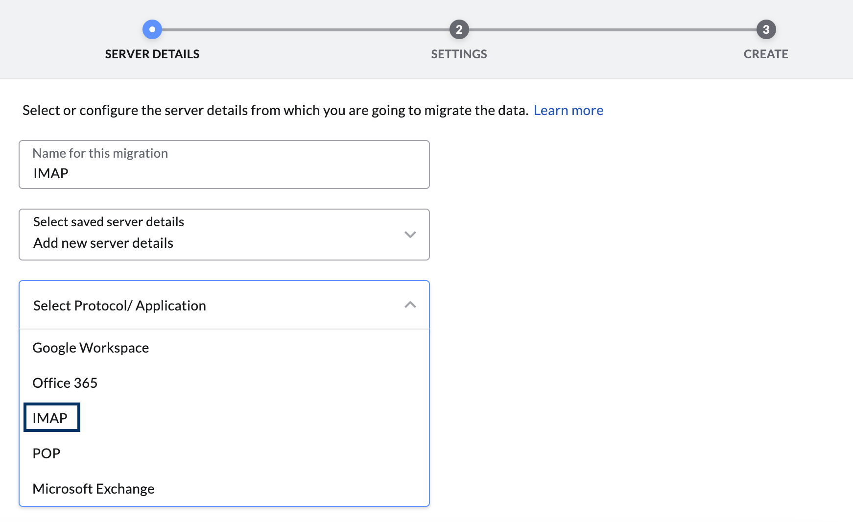 IMAP migration