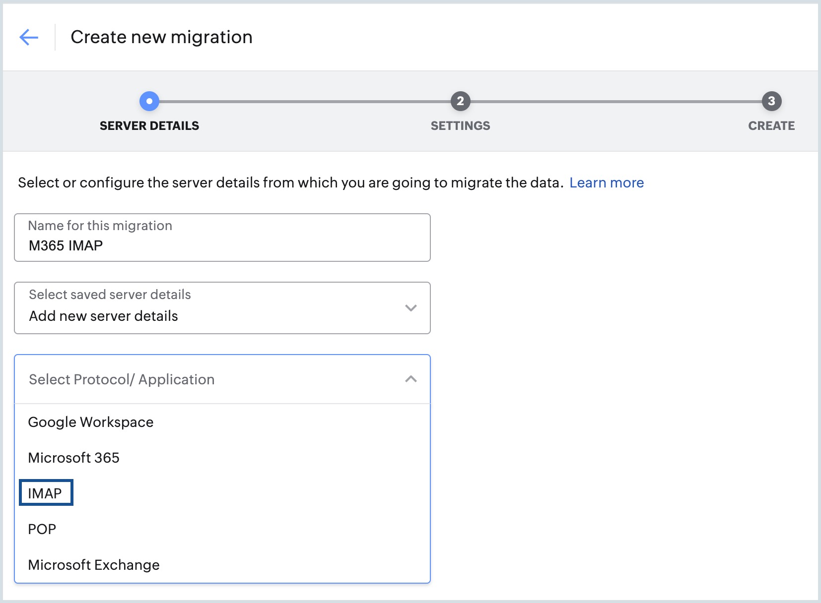 choose migration type