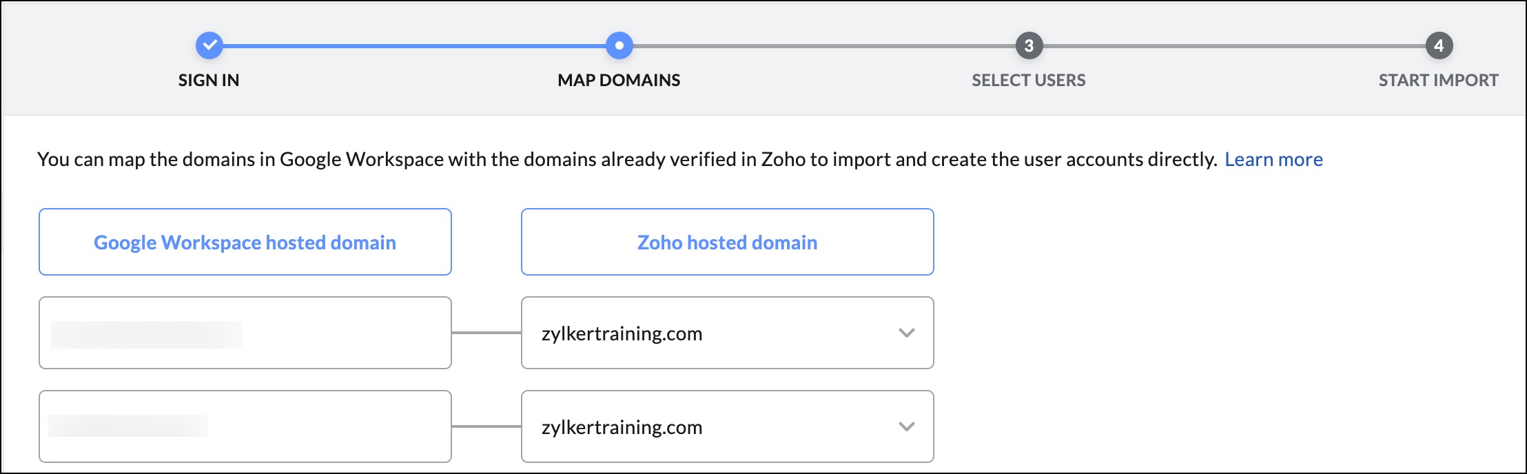 memetakan domain untuk impor pengguna dari Google Workspace