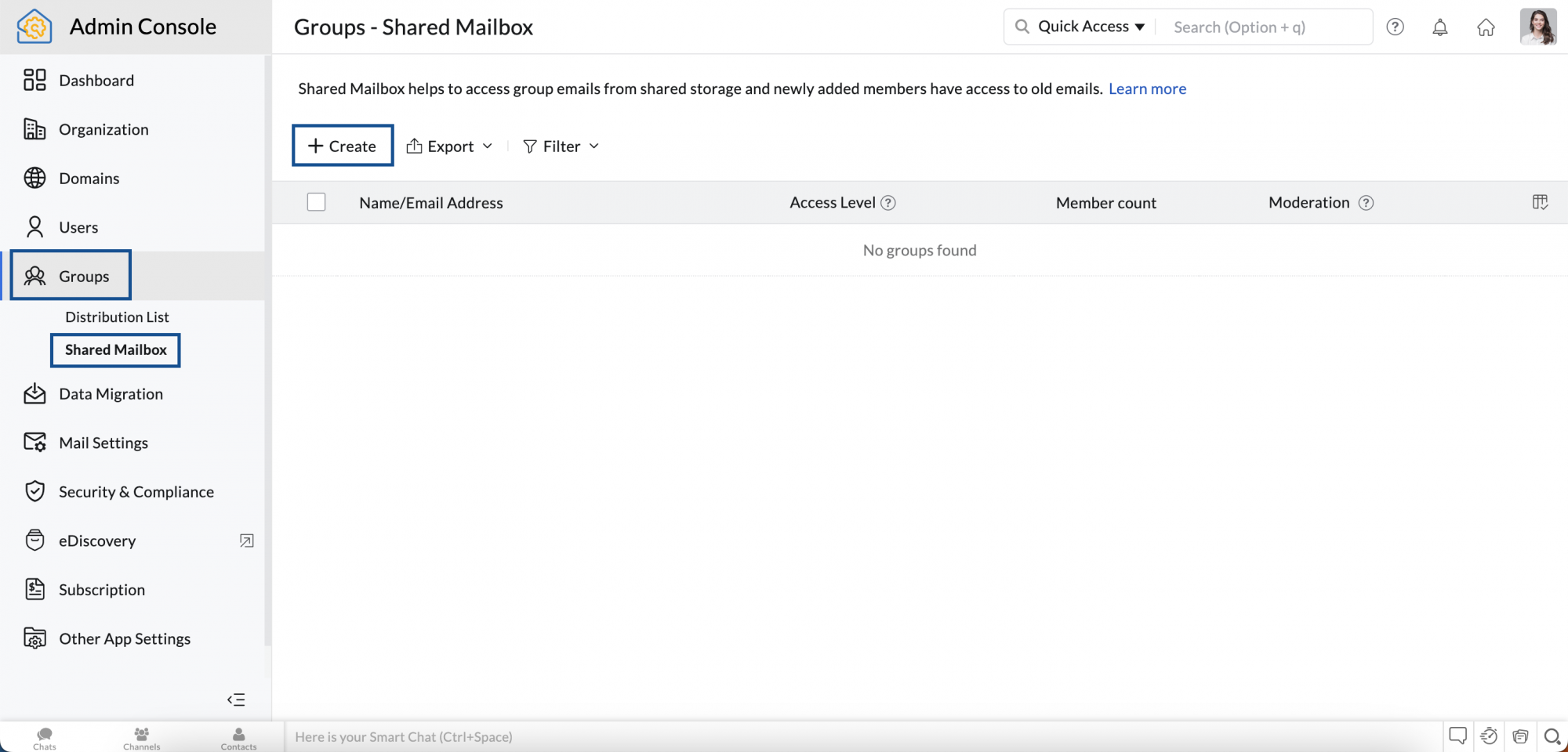 Shared Mailbox Admin Settings Zoho Mail