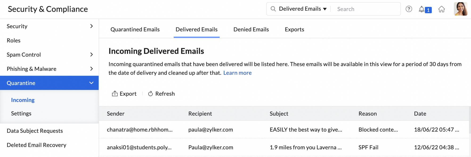 delivered emails