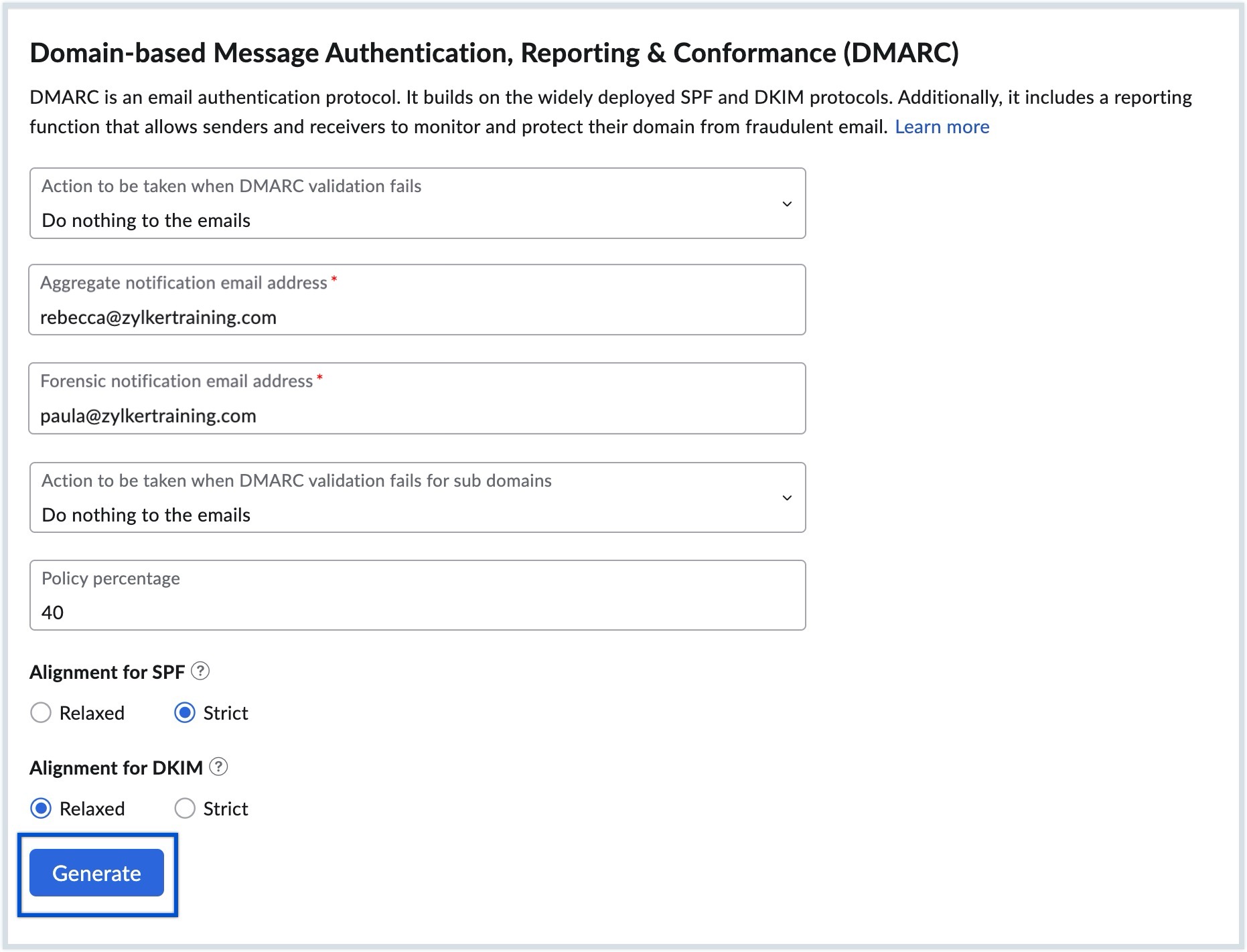 Dmarc policy