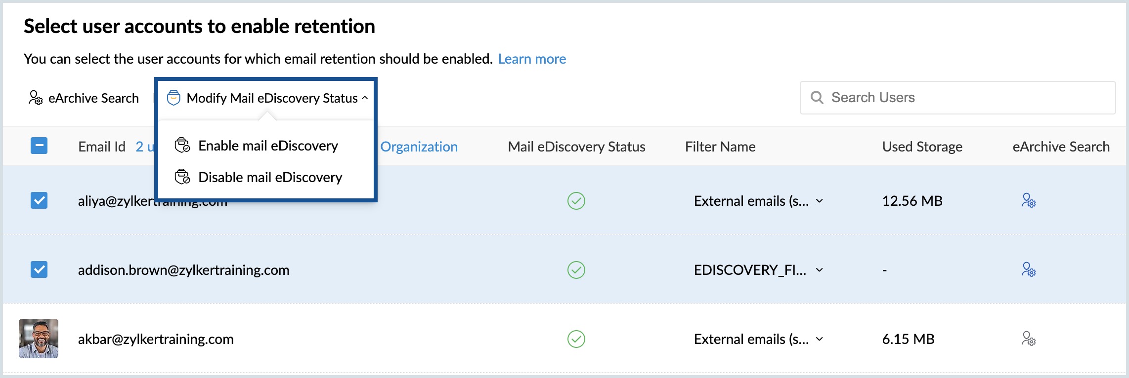 Enable eDiscovery for Multiple Users