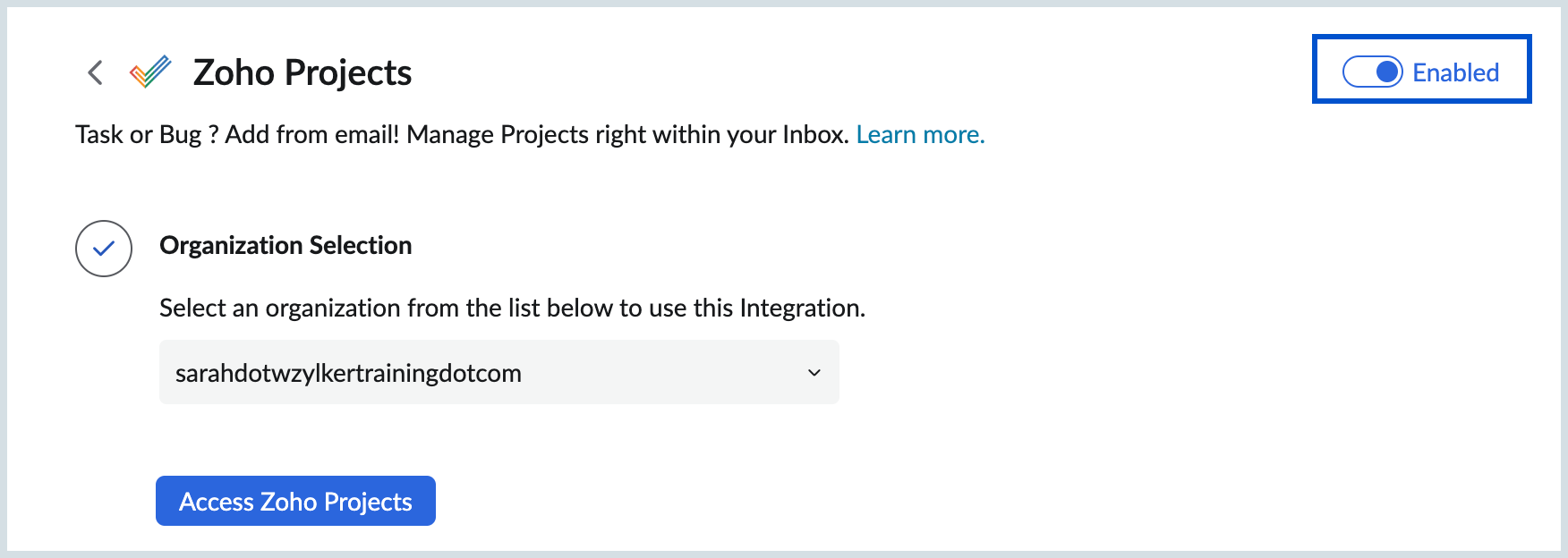 Enable Zoho Projects