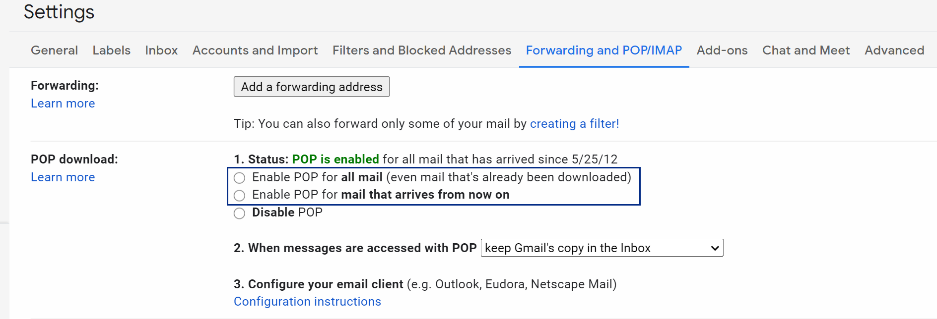 Pop3 gmail