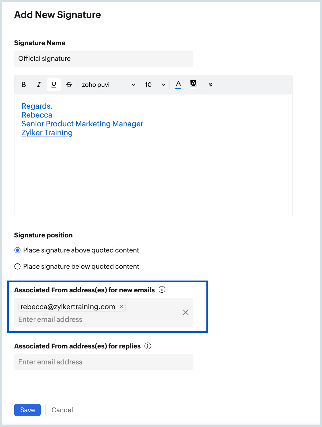 Setting up an email signature in Yahoo Mail