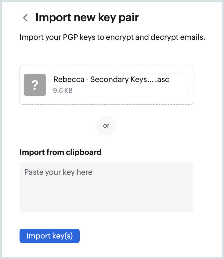 Upload key pairs