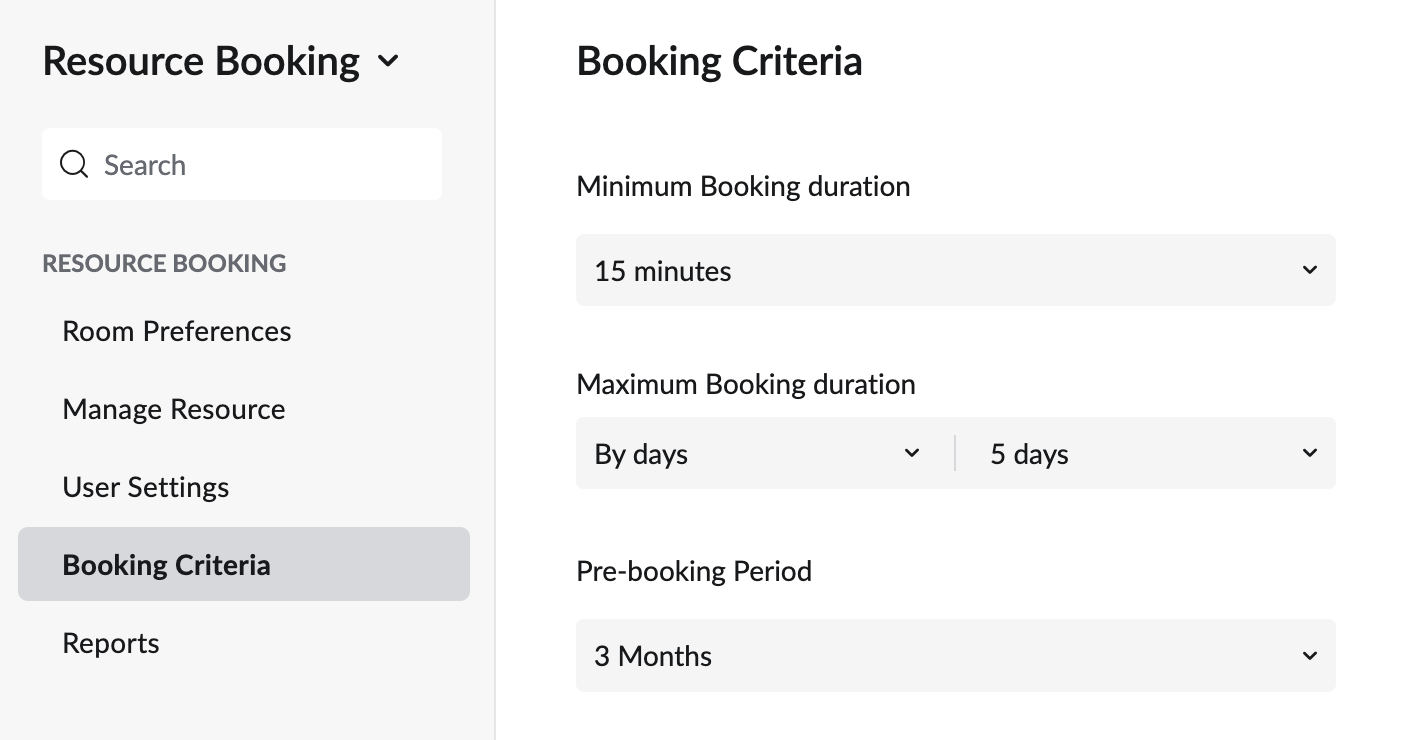 booking criteria