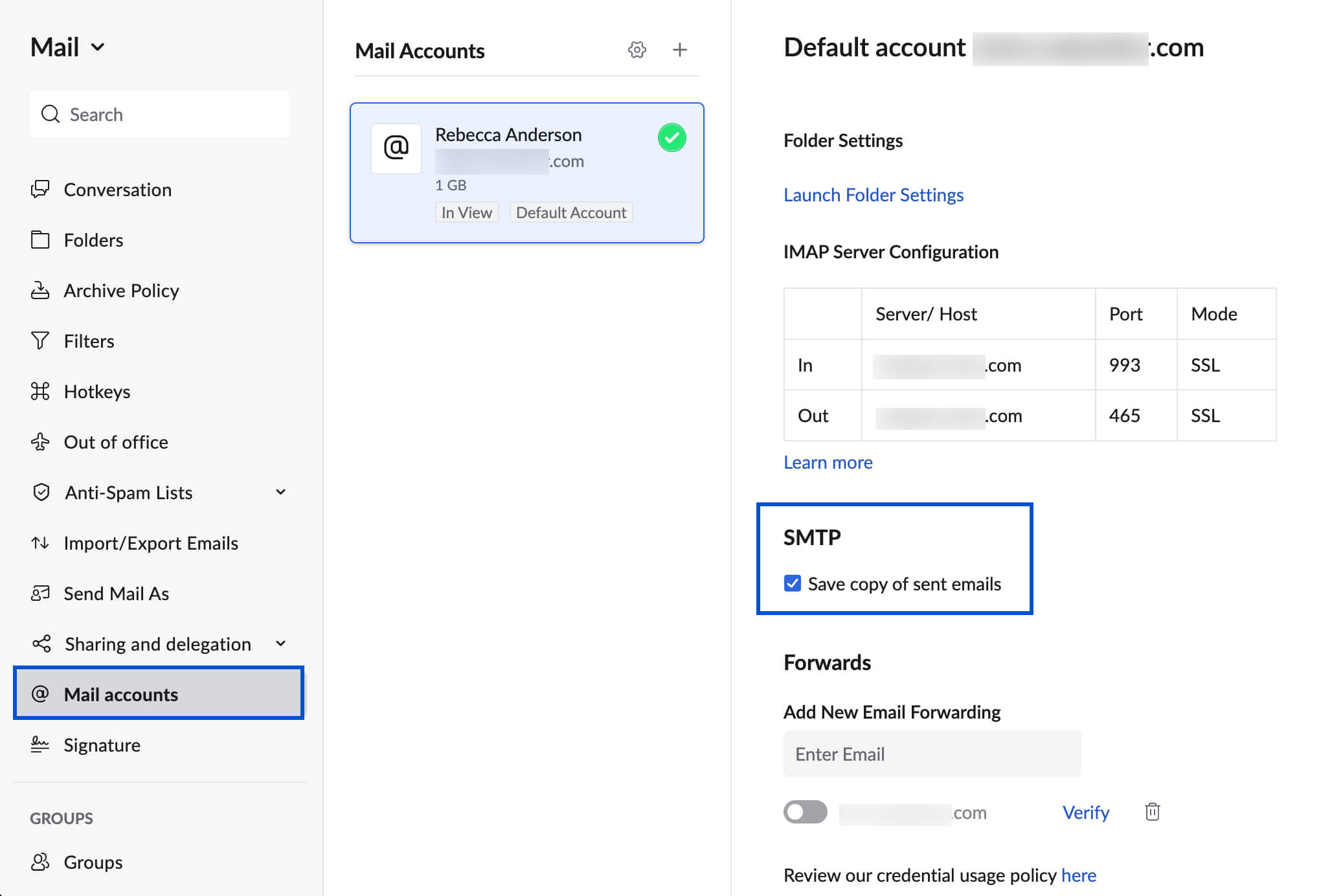 SMTP settings