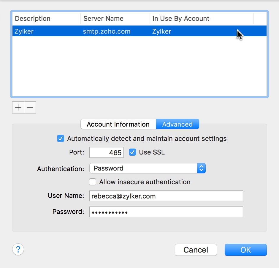 Numéro de port pour la configuration