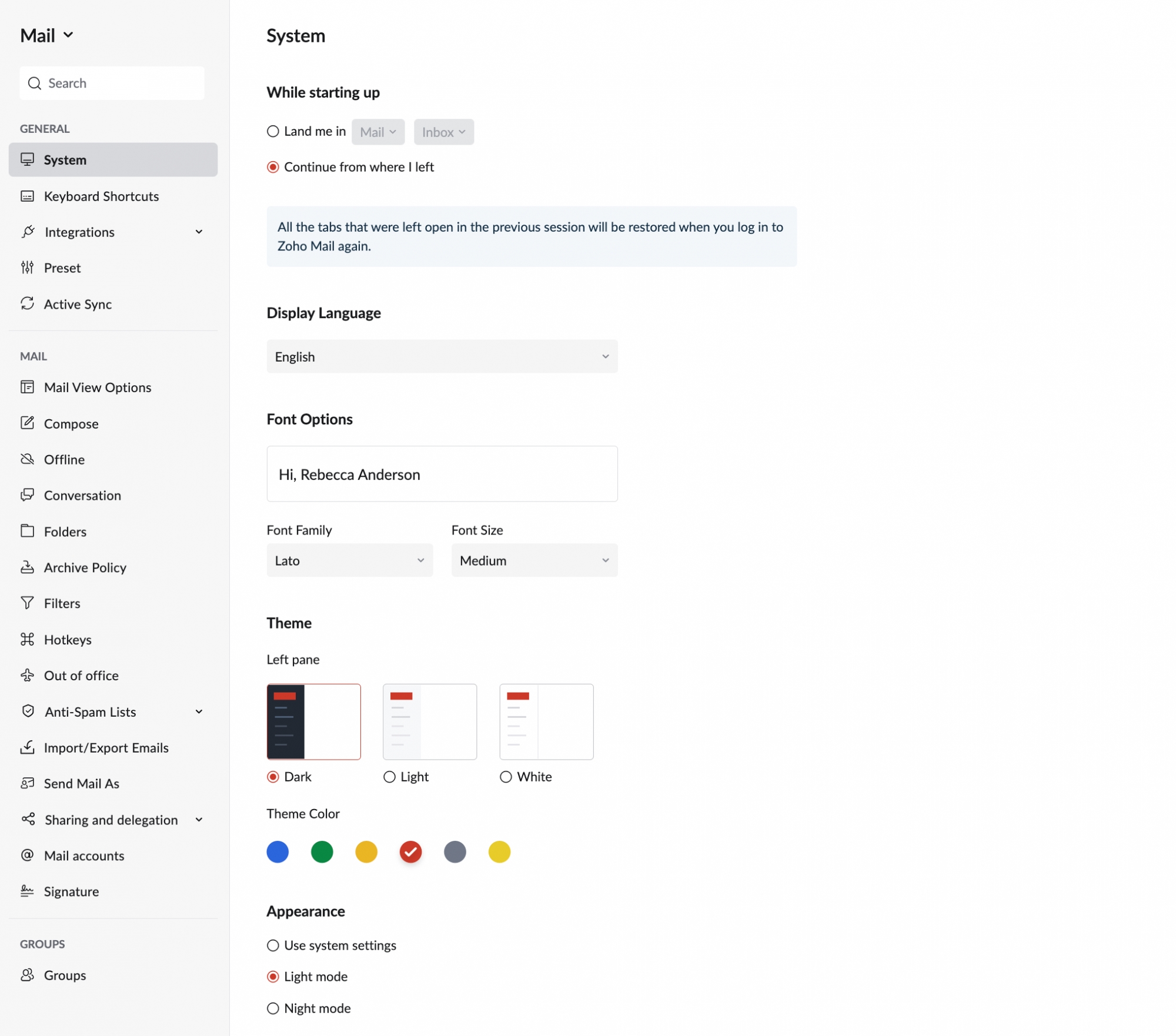 zoho mail settings for outlook