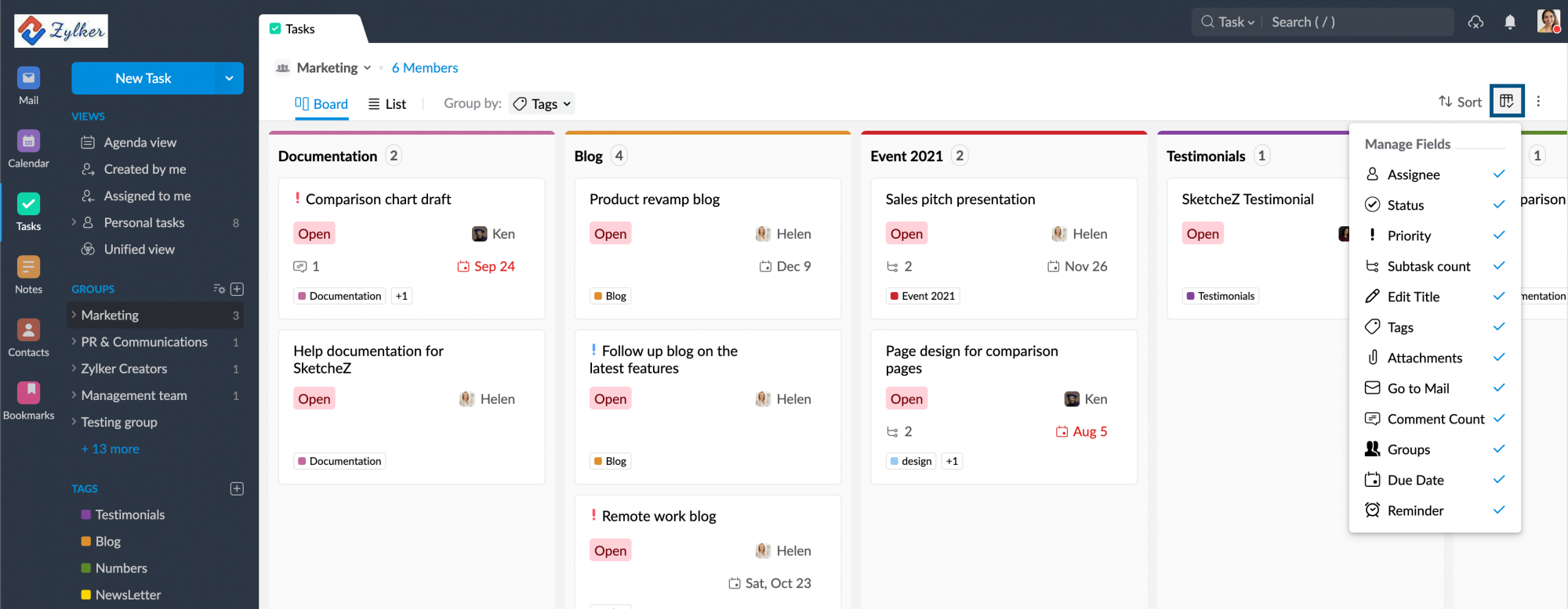 manage fields