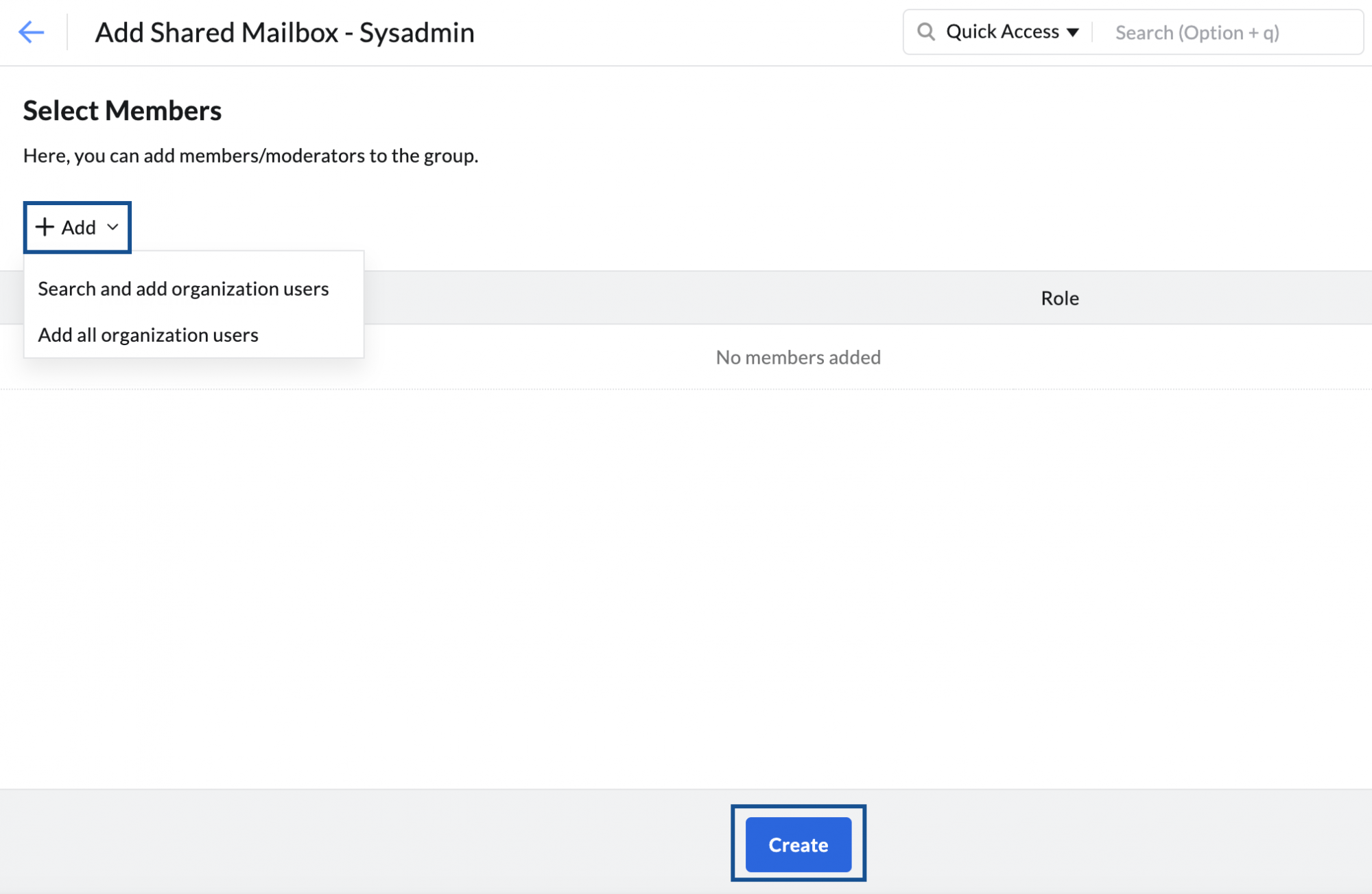 Shared Mailbox Admin Settings Zoho Mail