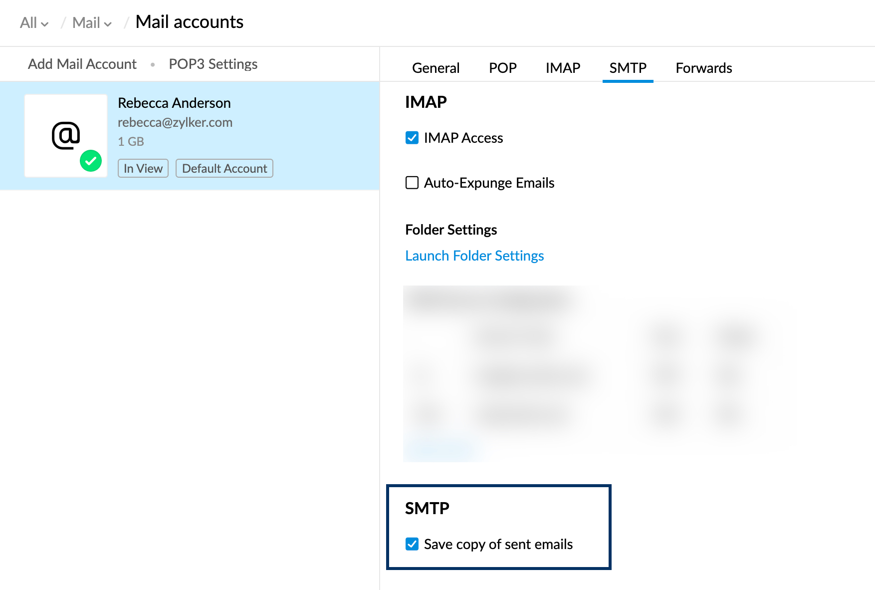 Configurações SMTP