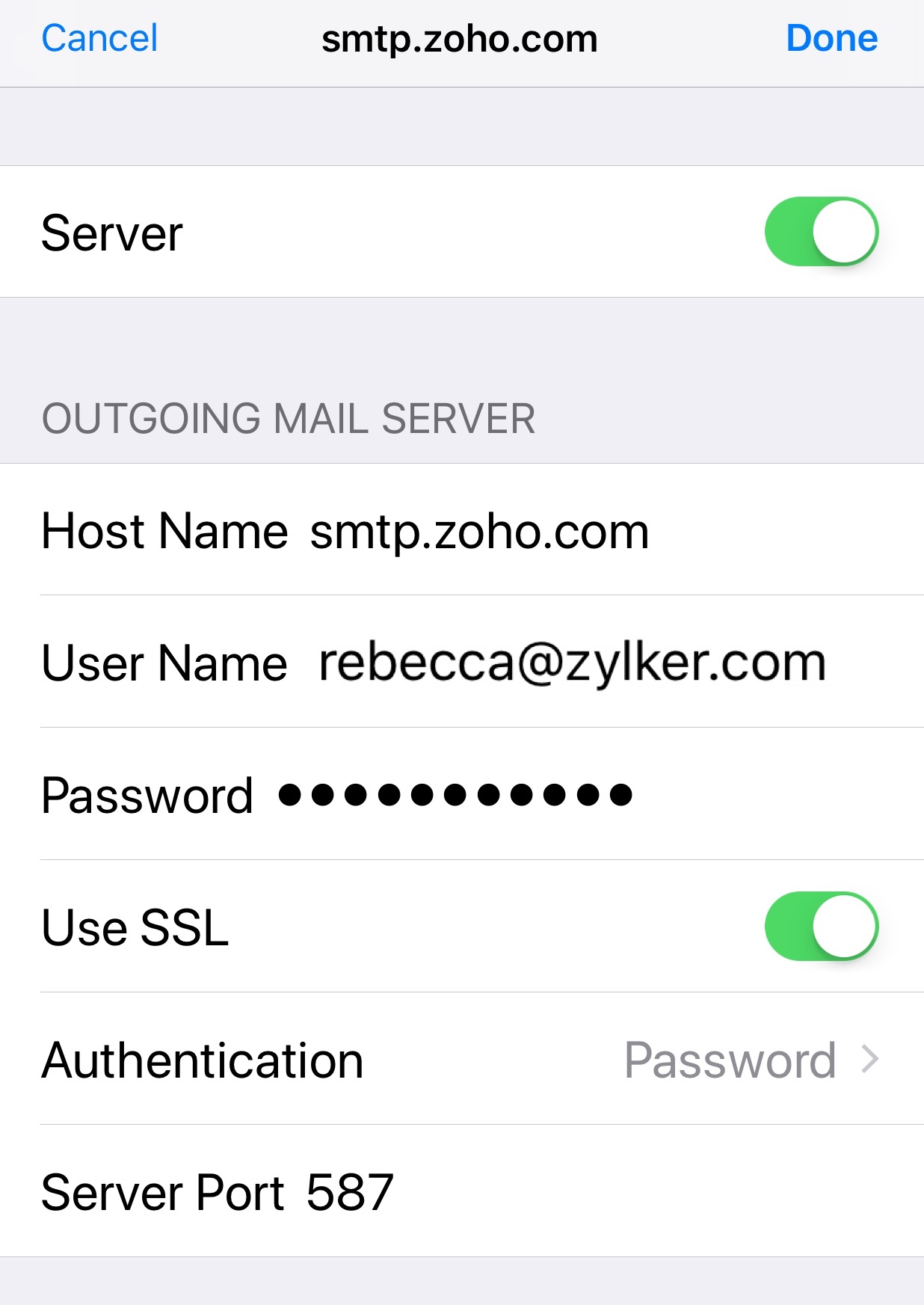 iPhone SMTP