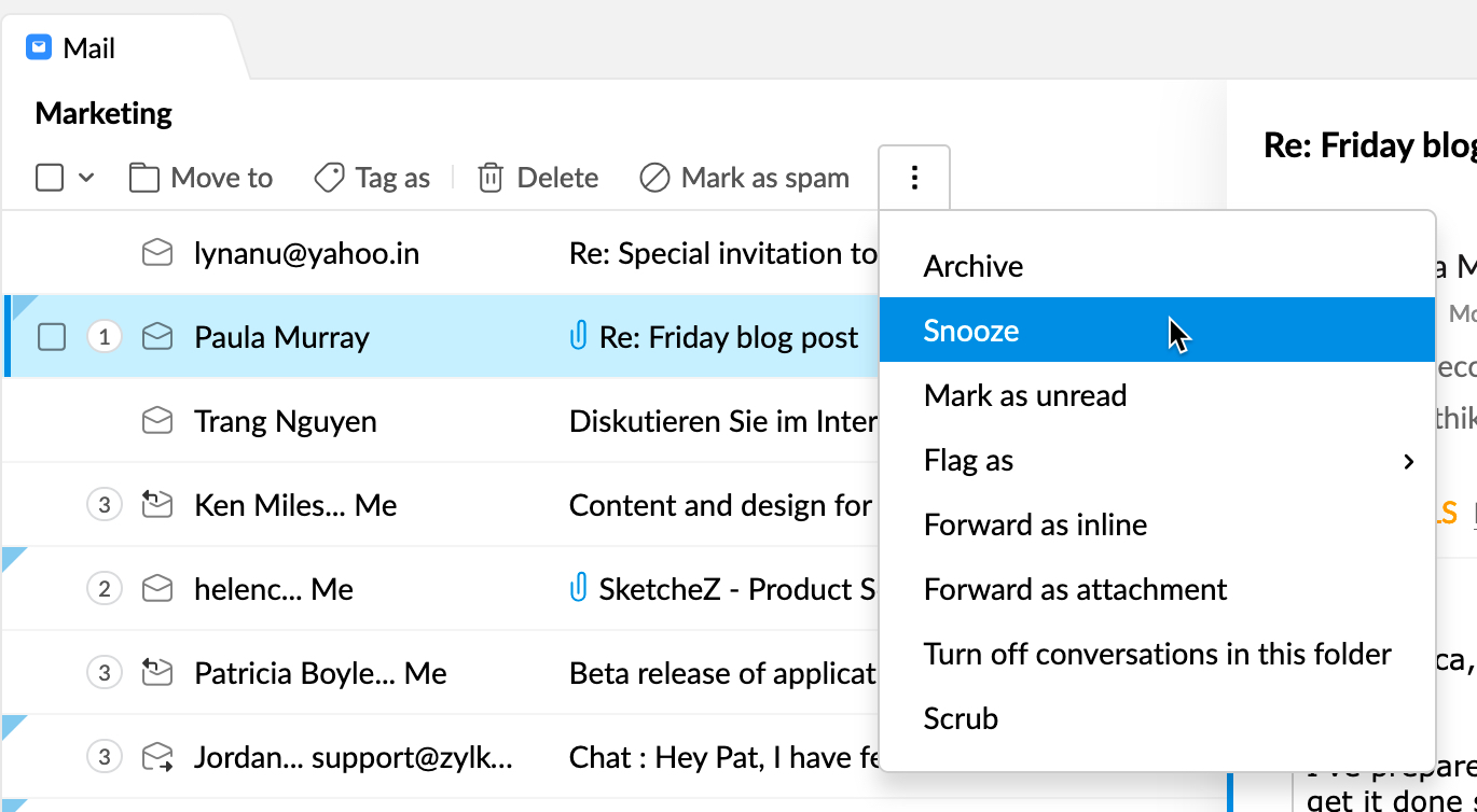 Snoozing emails in your browser-based version of Outlook – One Minute  Office Magic