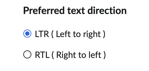 Configuração da direção do texto do e-mail