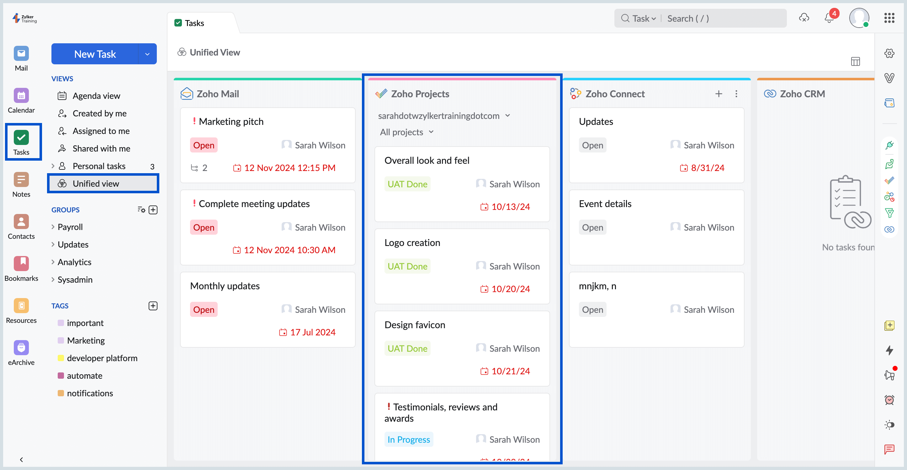 Zoho Projects Tasks