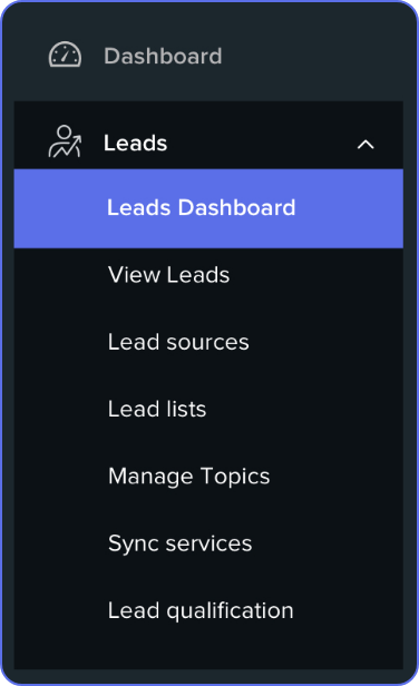 Menu de la qualité des leads